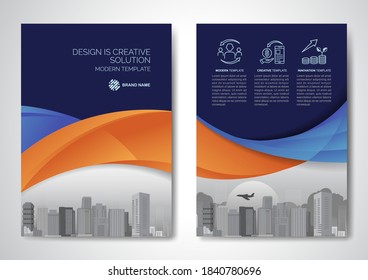 Template vector design for Brochure, AnnualReport, Magazine, Poster, Corporate Presentation, Portfolio, Flyer, infographic, layout modern with Orange color size A4, Front and back, Easy to use.