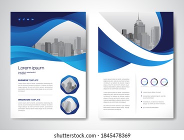 Template vector design for Brochure, AnnualReport, Magazine, Poster, Corporate Presentation, Portfolio, Flyer, infographic, layout modern with blue color size A4, Front and back, Easy to use and edit.