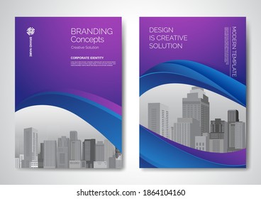 Template vector design for Brochure, AnnualReport, Magazine, Poster, Corporate Presentation, Portfolio, Flyer, infographic, layout modern with blue color size A4, Front and back, Easy to use and edit.