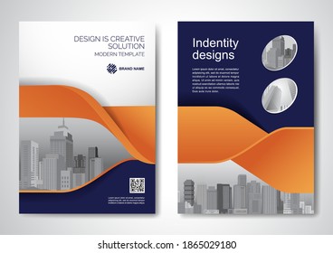 Template vector design for Brochure, AnnualReport, Magazine, Poster, Corporate Presentation, Portfolio, Flyer, infographic, layout modern with Orange color size A4, Front and back, Easy to use.