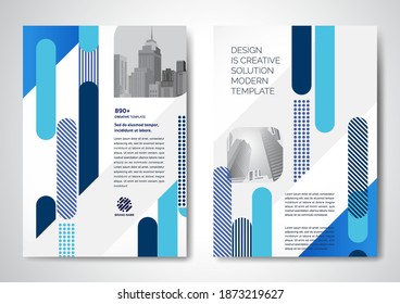 Template vector design for Brochure, AnnualReport, Magazine, Poster, Corporate Presentation, Portfolio, Flyer, infographic, layout modern with blue color size A4, Front and back, Easy to use and edit.