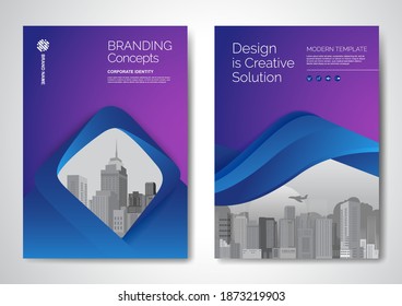 Template vector design for Brochure, AnnualReport, Magazine, Poster, Corporate Presentation, Portfolio, Flyer, infographic, layout modern with blue color size A4, Front and back, Easy to use and edit.