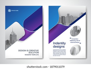 Template vector design for Brochure, AnnualReport, Magazine, Poster, Corporate Presentation, Portfolio, Flyer, infographic, layout modern with blue color size A4, Front and back, Easy to use and edit.