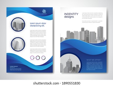 Template vector design for Brochure, AnnualReport, Magazine, Poster, Corporate Presentation, Portfolio, Flyer, infographic, layout modern with blue color size A4, Front and back, Easy to use and edit.