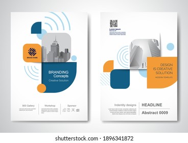 Template vector design for Brochure, AnnualReport, Magazine, Poster, Corporate Presentation, Portfolio, Flyer, infographic, layout modern with Orange color size A4, Front and back, Easy to use.