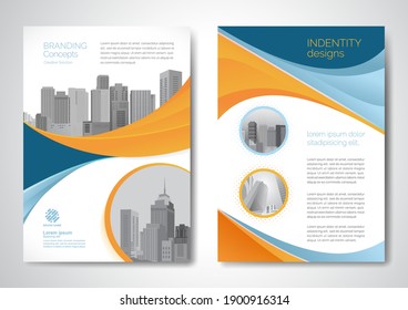 Template vector design for Brochure, AnnualReport, Magazine, Poster, Corporate Presentation, Portfolio, Flyer, infographic, layout modern with Orange color size A4, Front and back, Easy to use.