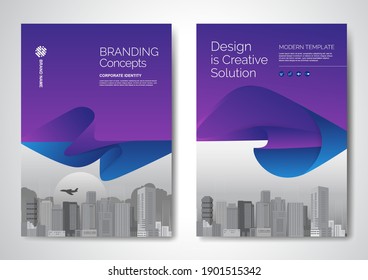 Template vector design for Brochure, AnnualReport, Magazine, Poster, Corporate Presentation, Portfolio, Flyer, infographic, layout modern with blue color size A4, Front and back, Easy to use and edit.