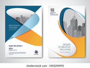 Template vector design for Brochure, AnnualReport, Magazine, Poster, Corporate Presentation, Portfolio, Flyer, infographic, layout modern with Orange color size A4, Front and back, Easy to use.