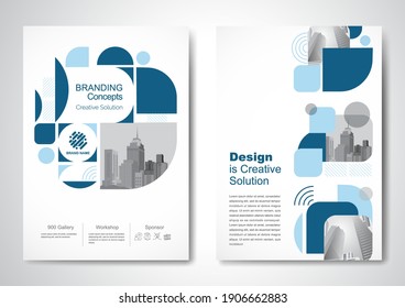 Template vector design for Brochure, AnnualReport, Magazine, Poster, Corporate Presentation, Portfolio, Flyer, infographic, layout modern with blue color size A4, Front and back, Easy to use and edit.