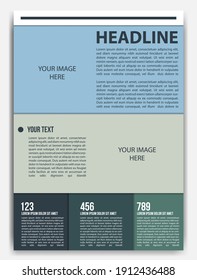 Template Vektordesign für Broschüre, AnnualReport, Magazine, Poster, Corporate Presentation, Portfolio, Flyer, Infografik, Layout modern mit blauer Farbgröße A4, Front und Back, einfach zu benutzen und zu bearbeiten.