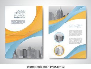 Template vector design for Brochure, AnnualReport, Magazine, Poster, Corporate Presentation, Portfolio, Flyer, infographic, layout modern with Orange color size A4, Front and back, Easy to use.