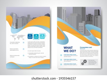 Template vector design for Brochure, AnnualReport, Magazine, Poster, Corporate Presentation, Portfolio, Flyer, infographic, layout modern with Orange color size A4, Front and back, Easy to use.