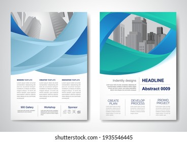 Diseño vectorial de plantilla para Brochure, AnnualReport, Magazine, Poster, Presentación Corporativa, Cartera, Volante, infografía, diseño moderno con color azul tamaño A4, Delante y posterior, Fácil de usar y editar.