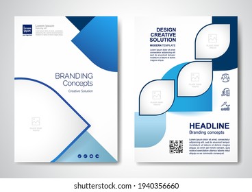 Template vector design for Brochure, AnnualReport, Magazine, Poster, Corporate Presentation, Portfolio, Flyer, infographic, layout modern with blue color size A4, Front and back, Easy to use and edit.