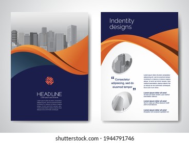 Template vector design for Brochure, AnnualReport, Magazine, Poster, Corporate Presentation, Portfolio, Flyer, infographic, layout modern with Orange color size A4, Front and back, Easy to use.