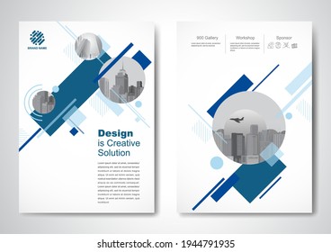 Template vector design for Brochure, AnnualReport, Magazine, Poster, Corporate Presentation, Portfolio, Flyer, infographic, layout modern with blue color size A4, Front and back, Easy to use and edit.