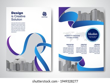 Template vector design for Brochure, AnnualReport, Magazine, Poster, Corporate Presentation, Portfolio, Flyer, infographic, layout modern with blue color size A4, Front and back, Easy to use and edit.