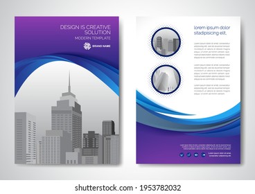 Template vector design for Brochure, AnnualReport, Magazine, Poster, Corporate Presentation, Portfolio, Flyer, infographic, layout modern with blue color size A4, Front and back, Easy to use and edit.