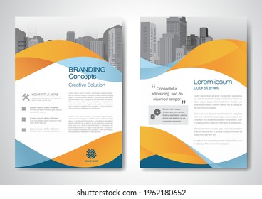 Template vector design for Brochure, AnnualReport, Magazine, Poster, Corporate Presentation, Portfolio, Flyer, infographic, layout modern with Orange color size A4, Front and back, Easy to use.