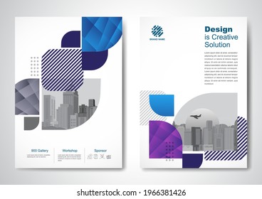 Template vector design for Brochure, AnnualReport, Magazine, Poster, Corporate Presentation, Portfolio, Flyer, infographic, layout modern with blue color size A4, Front and back, Easy to use and edit.