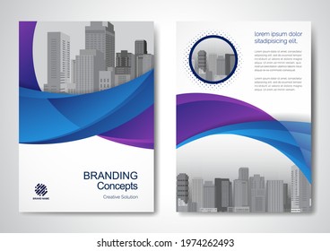 Template vector design for Brochure, AnnualReport, Magazine, Poster, Corporate Presentation, Portfolio, Flyer, infographic, layout modern with blue color size A4, Front and back, Easy to use and edit.