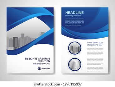 Template vector design for Brochure, AnnualReport, Magazine, Poster, Corporate Presentation, Portfolio, Flyer, infographic, layout modern with blue color size A4, Front and back, Easy to use and edit.