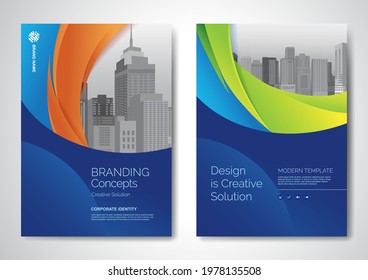 Template vector design for Brochure, AnnualReport, Magazine, Poster, Corporate Presentation, Portfolio, Flyer, infographic, layout modern with blue color size A4, Front and back, Easy to use and edit.