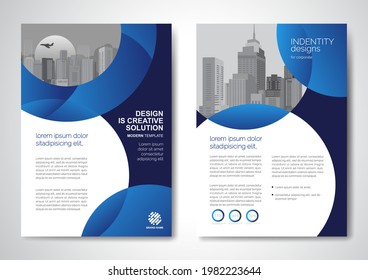 Template vector design for Brochure, AnnualReport, Magazine, Poster, Corporate Presentation, Portfolio, Flyer, infographic, layout modern with blue color size A4, Front and back, Easy to use and edit.