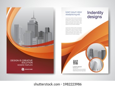 Diseño vectorial de plantilla para Brochure, AnnualReport, Magazine, Poster, Presentación Corporativa, Cartera, Volante, infografía, diseño moderno con el tamaño de color naranja A4, frontal y posterior, Fácil de usar.