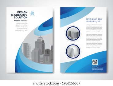 Template vector design for Brochure, AnnualReport, Magazine, Poster, Corporate Presentation, Portfolio, Flyer, infographic, layout modern with blue color size A4, Front and back, Easy to use and edit.