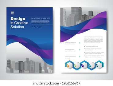 Template vector design for Brochure, AnnualReport, Magazine, Poster, Corporate Presentation, Portfolio, Flyer, infographic, layout modern with blue color size A4, Front and back, Easy to use and edit. - Shutterstock ID 1986156767