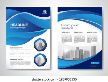 Template vector design for Brochure, AnnualReport, Magazine, Poster, Corporate Presentation, Portfolio, Flyer, infographic, layout modern with blue color size A4, Front and back, Easy to use and edit.