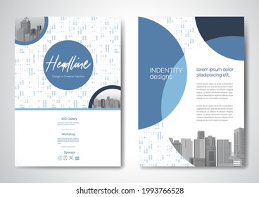 Template vector design for Brochure, AnnualReport, Magazine, Poster, Corporate Presentation, Portfolio, Flyer, infographic, layout modern with blue color size A4, Front and back, Easy to use and edit.