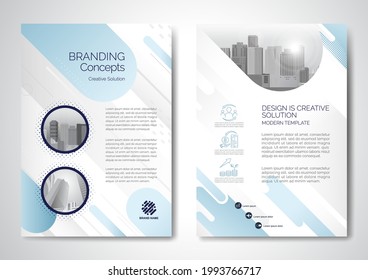 Template vector design for Brochure, AnnualReport, Magazine, Poster, Corporate Presentation, Portfolio, Flyer, infographic, layout modern with blue color size A4, Front and back, Easy to use and edit.