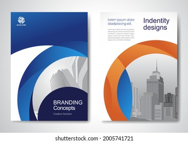 Template vector design for Brochure, AnnualReport, Magazine, Poster, Corporate Presentation, Portfolio, Flyer, infographic, layout modern with blue color size A4, Front and back, Easy to use and edit.