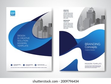 Template vector design for Brochure, AnnualReport, Magazine, Poster, Corporate Presentation, Portfolio, Flyer, infographic, layout modern with blue color size A4, Front and back, Easy to use and edit.