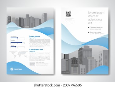 Template vector design for Brochure, AnnualReport, Magazine, Poster, Corporate Presentation, Portfolio, Flyer, infographic, layout modern with blue color size A4, Front and back, Easy to use and edit.