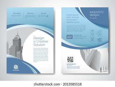 Template vector design for Brochure, AnnualReport, Magazine, Poster, Corporate Presentation, Portfolio, Flyer, infographic, layout modern with blue color size A4, Front and back, Easy to use and edit.