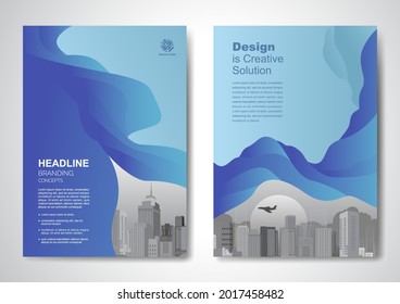 Template vector design for Brochure, AnnualReport, Magazine, Poster, Corporate Presentation, Portfolio, Flyer, infographic, layout modern with blue color size A4, Front and back, Easy to use and edit.