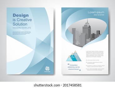 Template vector design for Brochure, AnnualReport, Magazine, Poster, Corporate Presentation, Portfolio, Flyer, infographic, layout modern with blue color size A4, Front and back, Easy to use and edit.