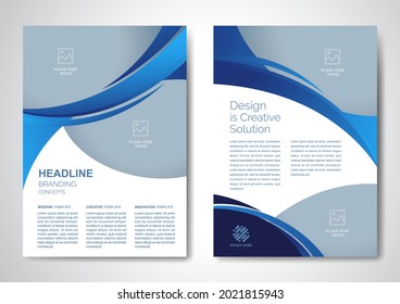 Template vector design for Brochure, AnnualReport, Magazine, Poster, Corporate Presentation, Portfolio, Flyer, infographic, layout modern with blue color size A4, Front and back, Easy to use and edit.