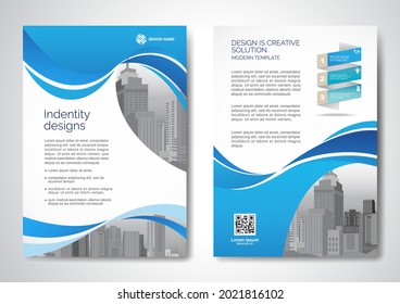 Template vector design for Brochure, AnnualReport, Magazine, Poster, Corporate Presentation, Portfolio, Flyer, infographic, layout modern with blue color size A4, Front and back, Easy to use and edit.