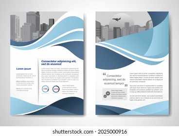 Template vector design for Brochure, AnnualReport, Magazine, Poster, Corporate Presentation, Portfolio, Flyer, infographic, layout modern with blue color size A4, Front and back, Easy to use and edit.