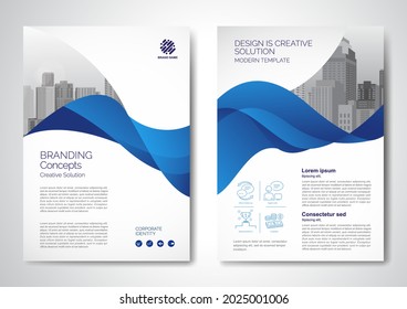 Template vector design for Brochure, AnnualReport, Magazine, Poster, Corporate Presentation, Portfolio, Flyer, infographic, layout modern with blue color size A4, Front and back, Easy to use and edit.