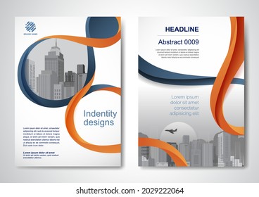 Template vector design for Brochure, AnnualReport, Magazine, Poster, Corporate Presentation, Portfolio, Flyer, infographic, layout modern with Orange color size A4, Front and back, Easy to use.