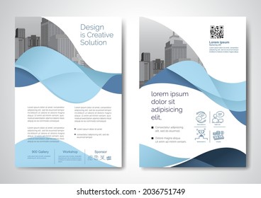 Template vector design for Brochure, AnnualReport, Magazine, Poster, Corporate Presentation, Portfolio, Flyer, infographic, layout modern with blue color size A4, Front and back, Easy to use and edit.