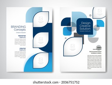 Template vector design for Brochure, AnnualReport, Magazine, Poster, Corporate Presentation, Portfolio, Flyer, infographic, layout modern with blue color size A4, Front and back, Easy to use and edit.