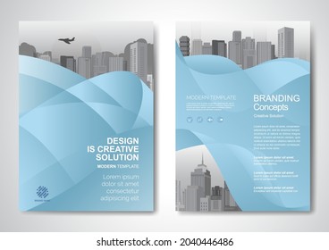 Template vector design for Brochure, AnnualReport, Magazine, Poster, Corporate Presentation, Portfolio, Flyer, infographic, layout modern with blue color size A4, Front and back, Easy to use and edit.