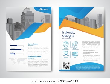 Diseño vectorial de plantilla para Brochure, AnnualReport, Magazine, Poster, Presentación Corporativa, Cartera, Volante, infografía, diseño moderno con color azul tamaño A4, Delante y posterior, Fácil de usar y editar.