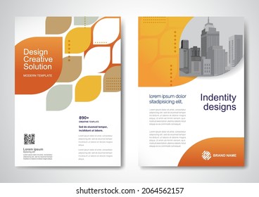 Template vector design for Brochure, AnnualReport, Magazine, Poster, Corporate Presentation, Portfolio, Flyer, infographic, layout modern with Orange color size A4, Front and back, Easy to use.